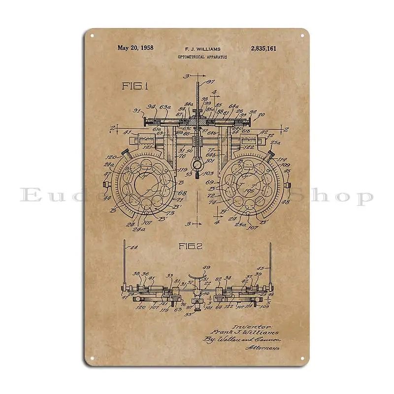 Optometrist Apparatus Vintage Patent Print 1931 Metal Sign Wall Decor Vintage Design Customize Club Tin Sign Poster