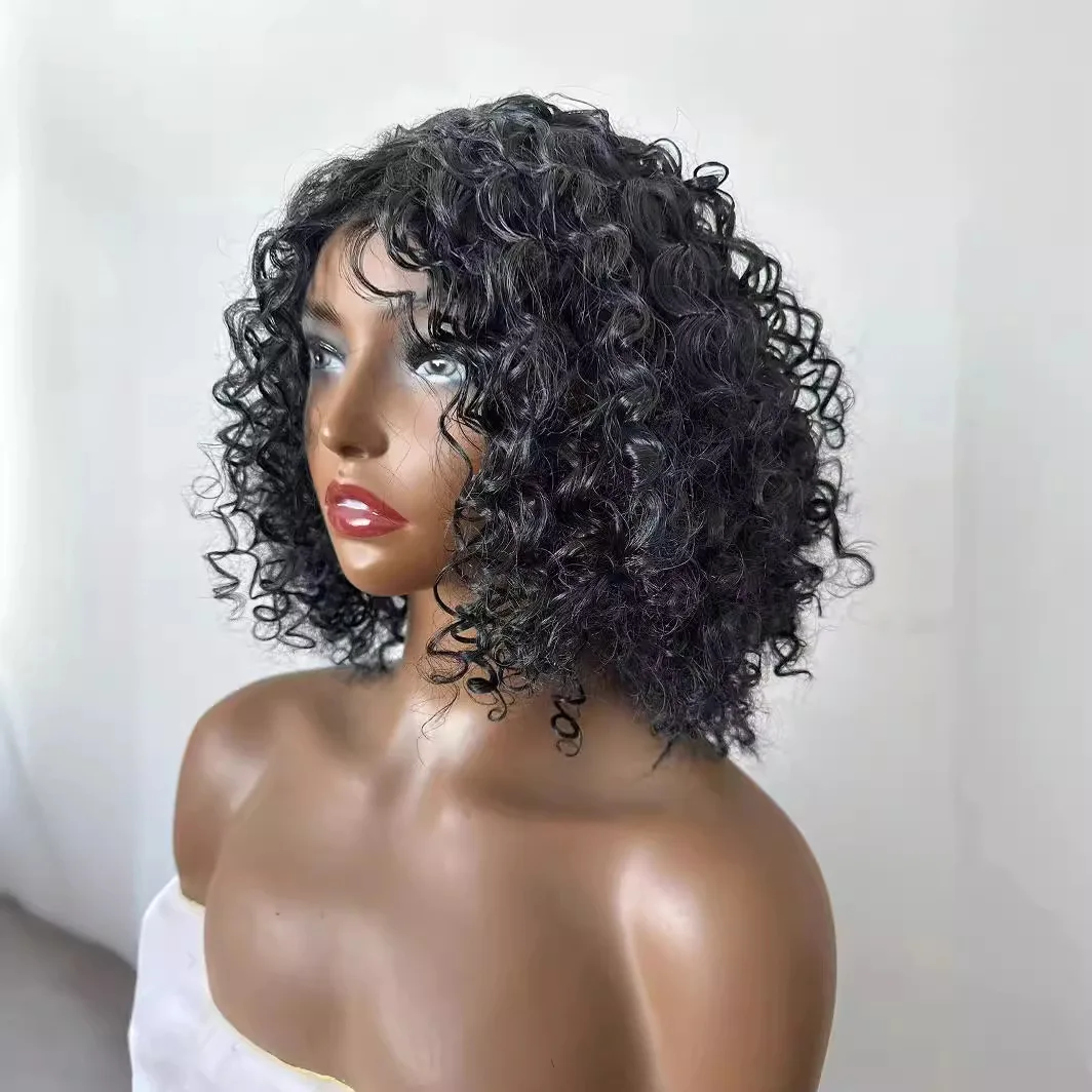 Peruca afro para mulheres negras, peruca afro encaracolada macia com cabelo humano, peruca afro grande para uso diário em festas, peruca completa feita à máquina