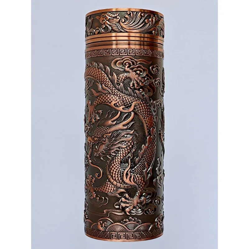 Embossed Dragon Phoenix Vacuum Insulated Thermos Cup Stainless Steel Silver Plated Inner Seamless Liner Premium Car Travel Gift