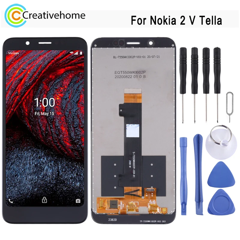 

5.45-inch LCD Screen For Nokia 2 V Tella / C2 Tava / C2 Tennen Phone LCD Dispaly with Digitizer Full Assembly Repair Spare Part