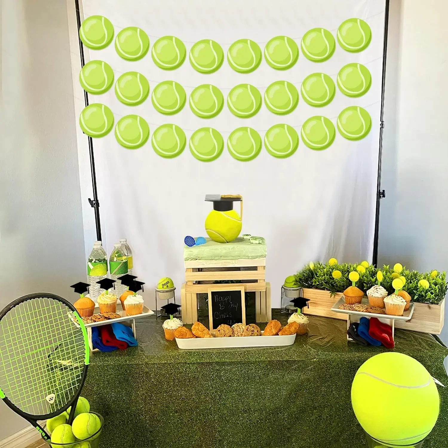 Tennis Party Decorations, 3Pcs Tennis Banners for Birthday Baby Shower Graduation, Sport Themed Party Supplies