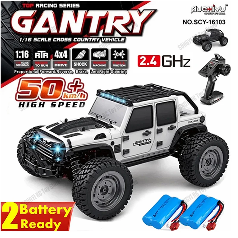 

50 or 80KM/H Rc Cars 1/16 Off Drift Road 4WD with LED 2.4G Waterproof Remote Control Monster Truck for Adults and Kids Toy Gift