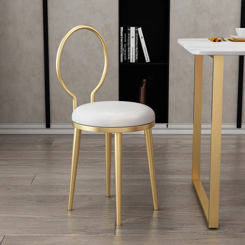 

Iron Sturdy Makeup Chair Nordic Vanity Stool Thickened Dining Chair High Resilience Foam Computer Stool Powder-Coated Frame