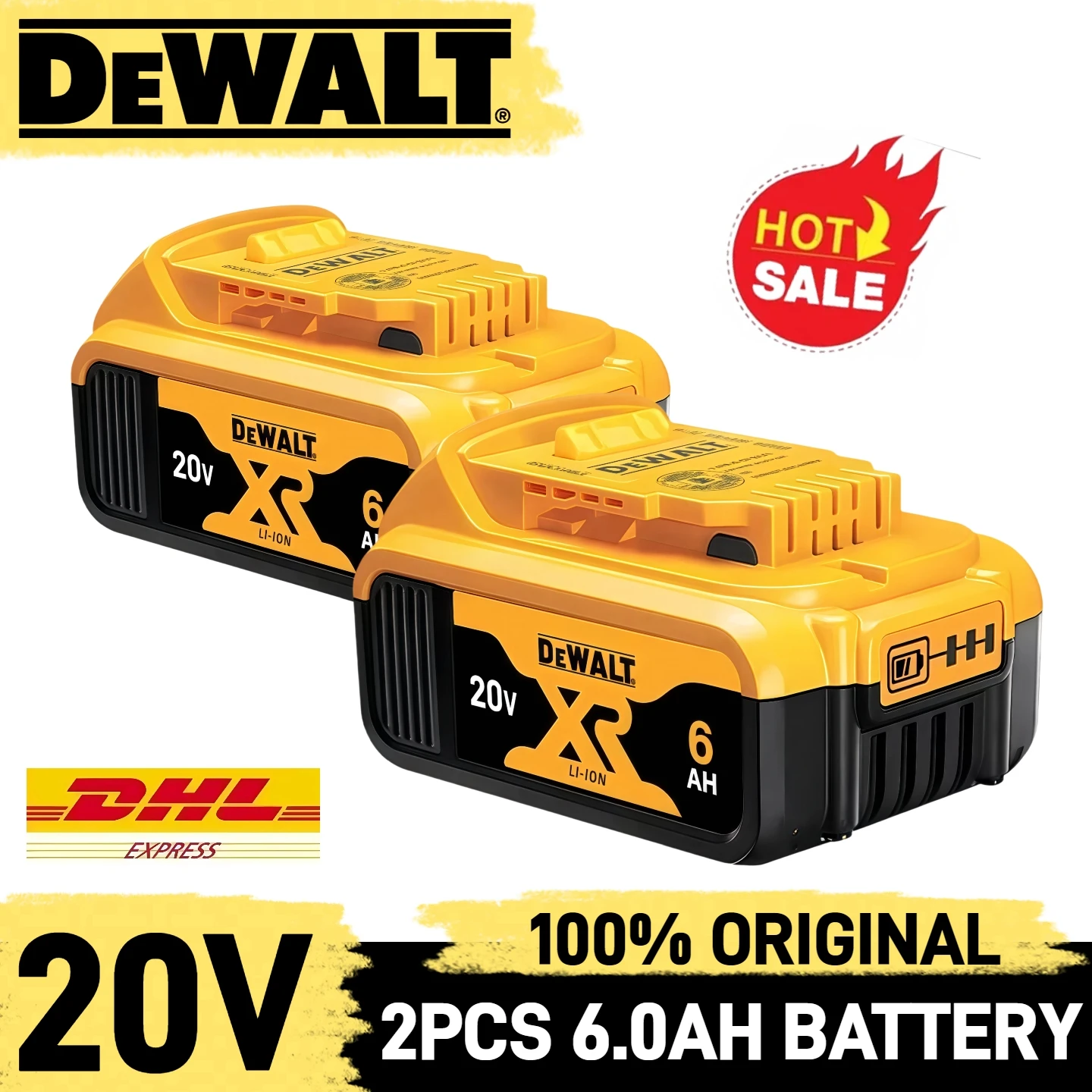 

Оригинальный аккумулятор DEWALT 20 В, аккумулятор для инструментов DEWALT 20 В, литий-ионный аккумулятор 2 Ач 5 Ач 6 Ач, 20 В Dewalt DCB609 DCB203 DCB204 DCB205 DCB206