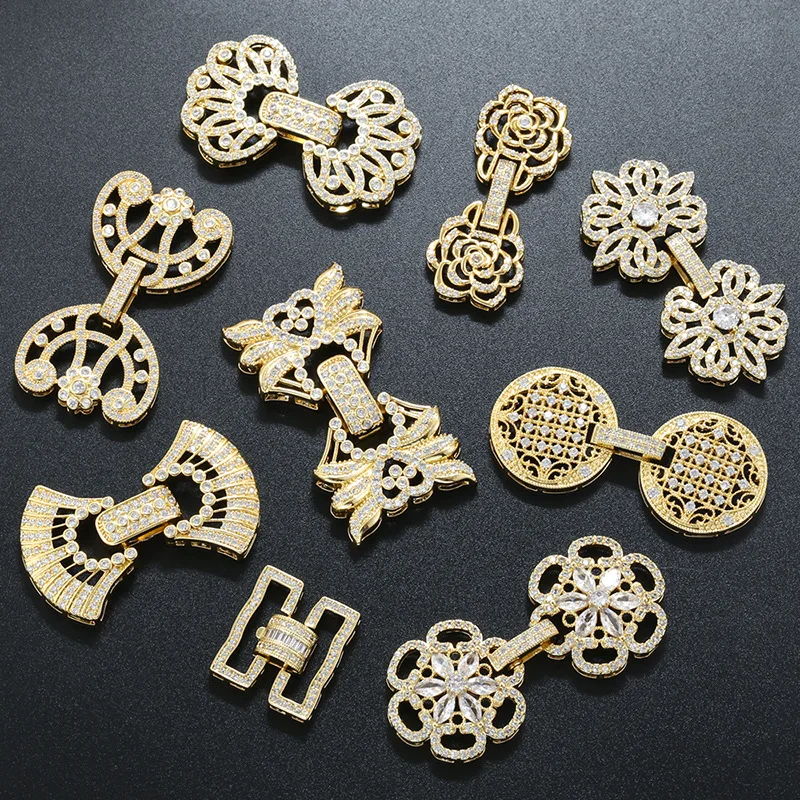 Juya 18K Gold Plated Decorative Connector Fasteners Lock Clasps For DIY Needlework Natural Stones Pearls Beading Jewelry Making