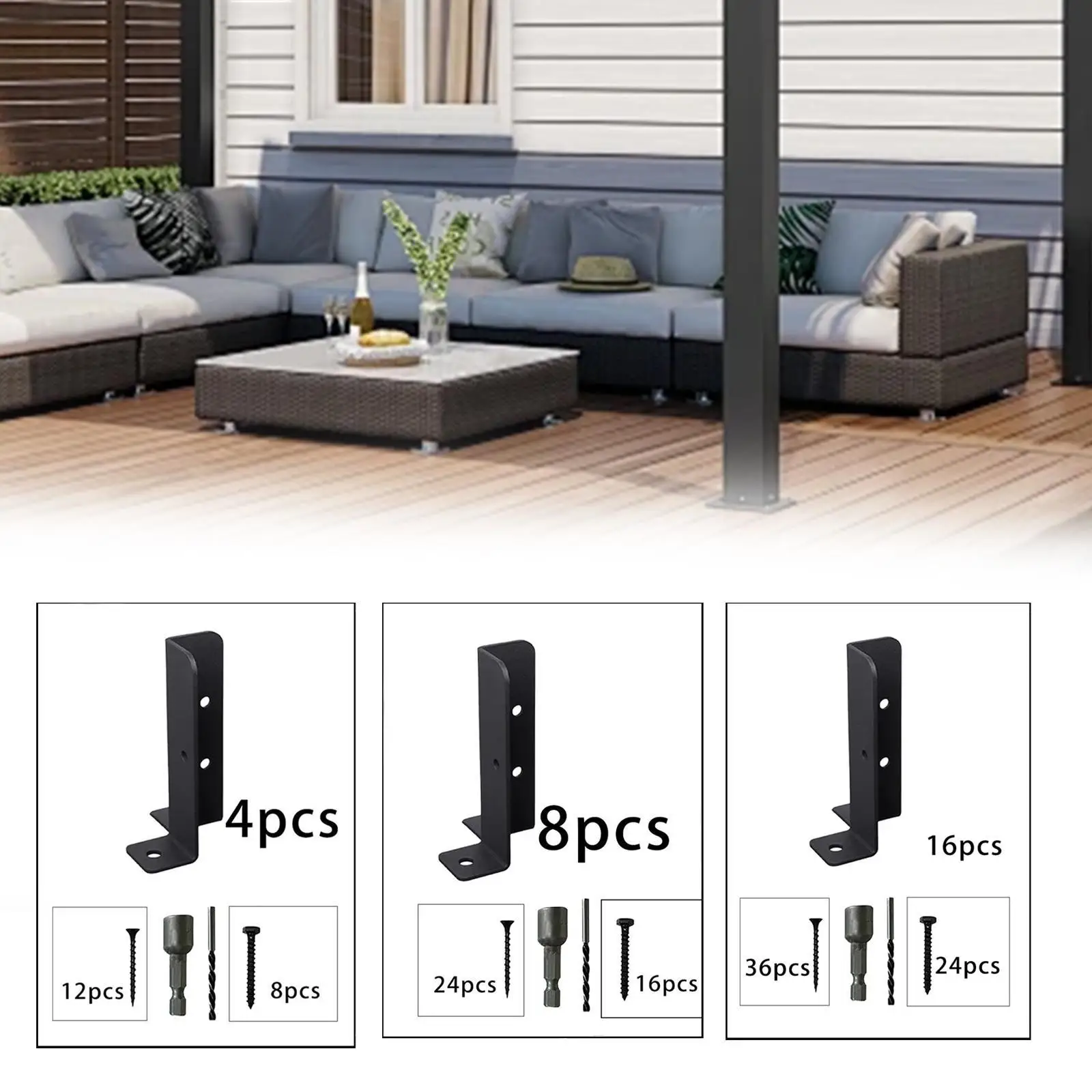 Suporte de base de poste, base de âncora de poste de deck profissional resistente de hardware