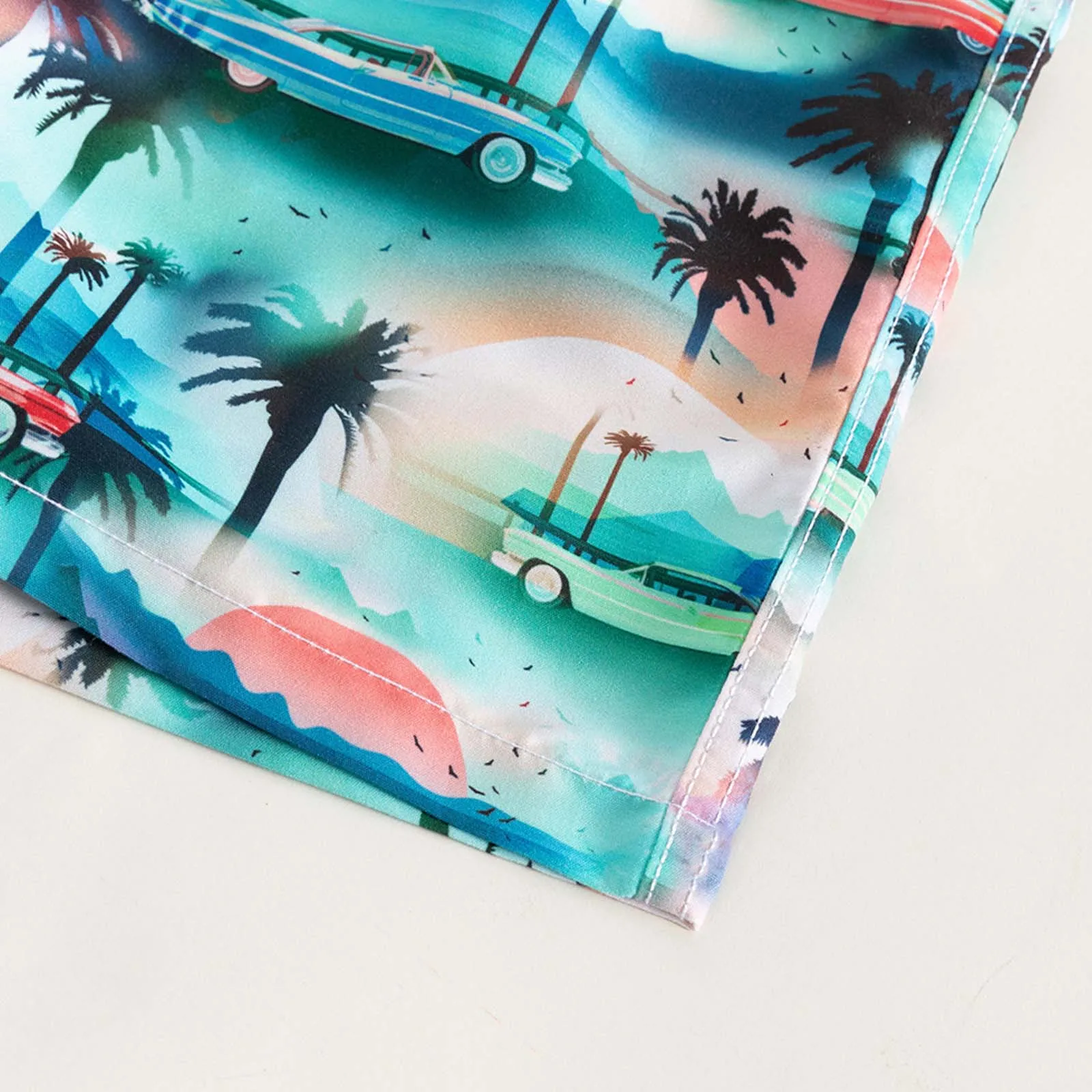 Pantaloncini da bagno stampati per bambini e ragazzi, elastico in vita con fiocco cucito e tasche laterali per il nuoto, il bagno, le vacanze