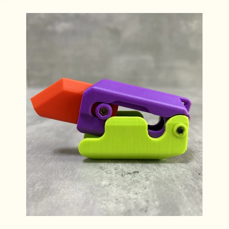 New 3D Mini Butterfly Knife Printing Gravity Knife Cub Jumping Small Radish Knife Mini Model Pendant Push Card Decompression Toy