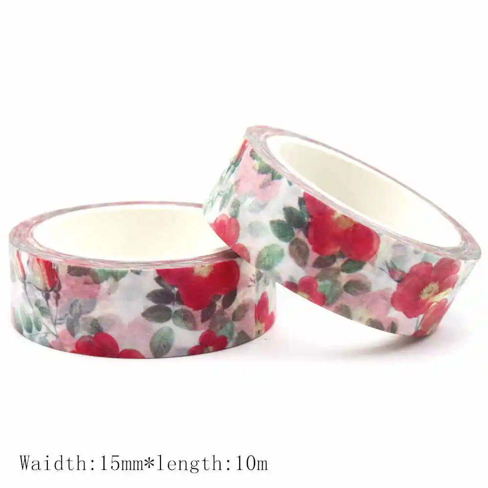 10PCS/lot 15mm*10m Vintage Floral Washi Tape DIY Scrapbooking Paper Photo Album Adhesive Stationery Masking Tape stickers