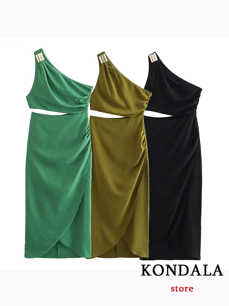 KONDALA Vintage Chic Women Dress Beach Style Dropped Waist Strap Asymmetrical Long Dress New Fashion 2023 Summer Holiday Dress