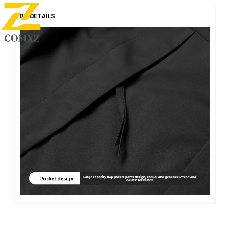 COMXZ 2025 Mens American Streetwear Stand Collar Workwear Jacket Casual Coat