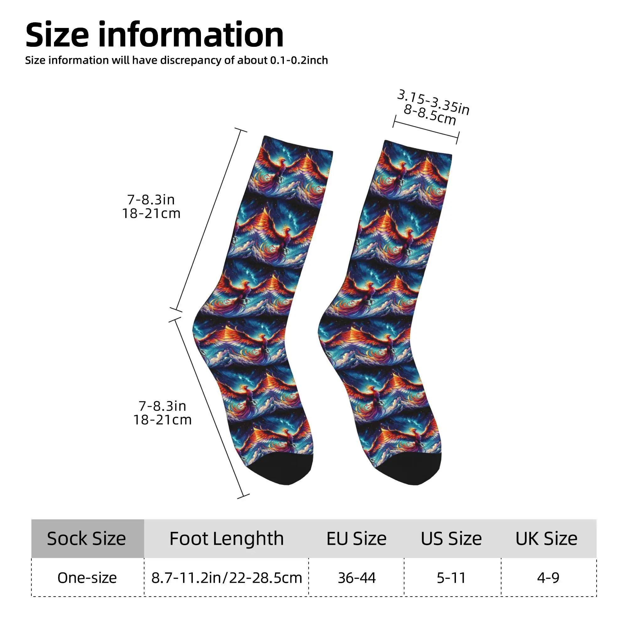 Colorful Majestic Phoenix Socks Harajuku Sweat Absorbing Stockings All Season Long Socks Accessories for Man Woman Gifts