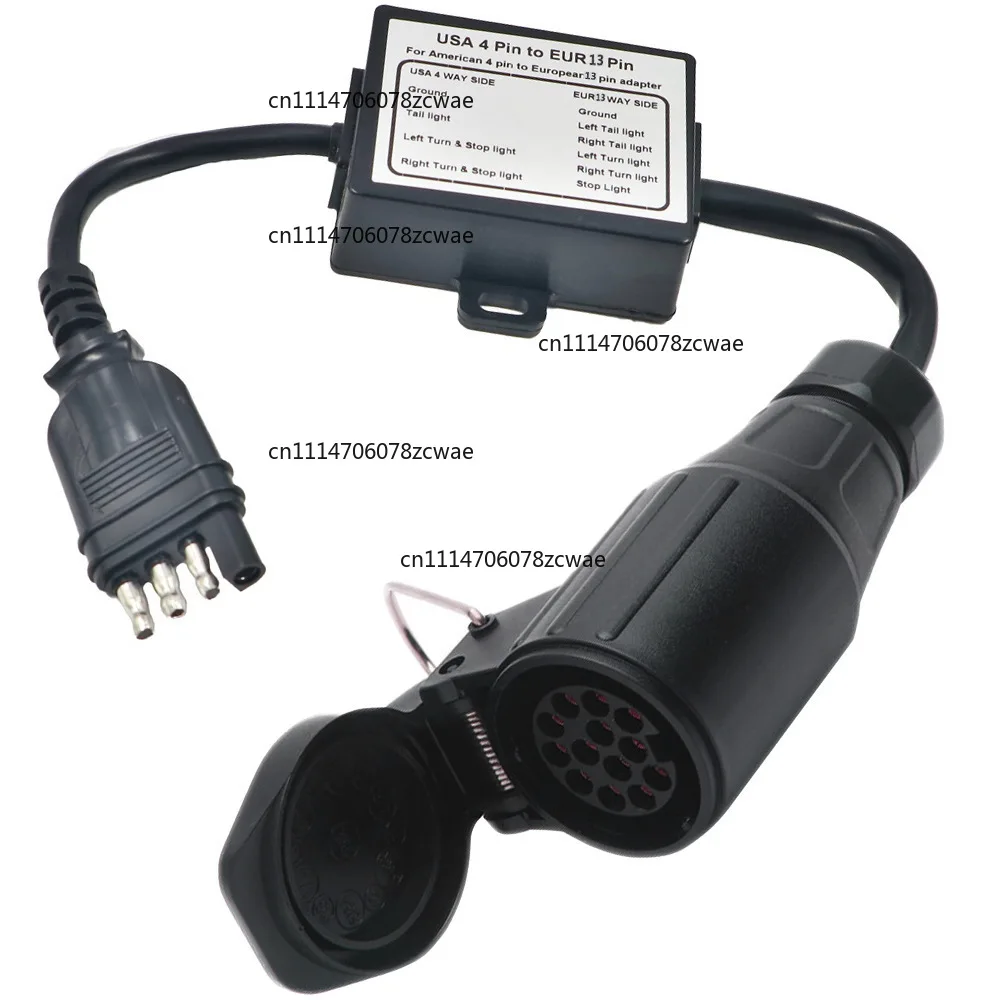 US 4 Pin to EU 13 Pin Trailer Tail Light Converter, Separate Brake Signal Wiring, Towing Harness Connector Auto Accessories