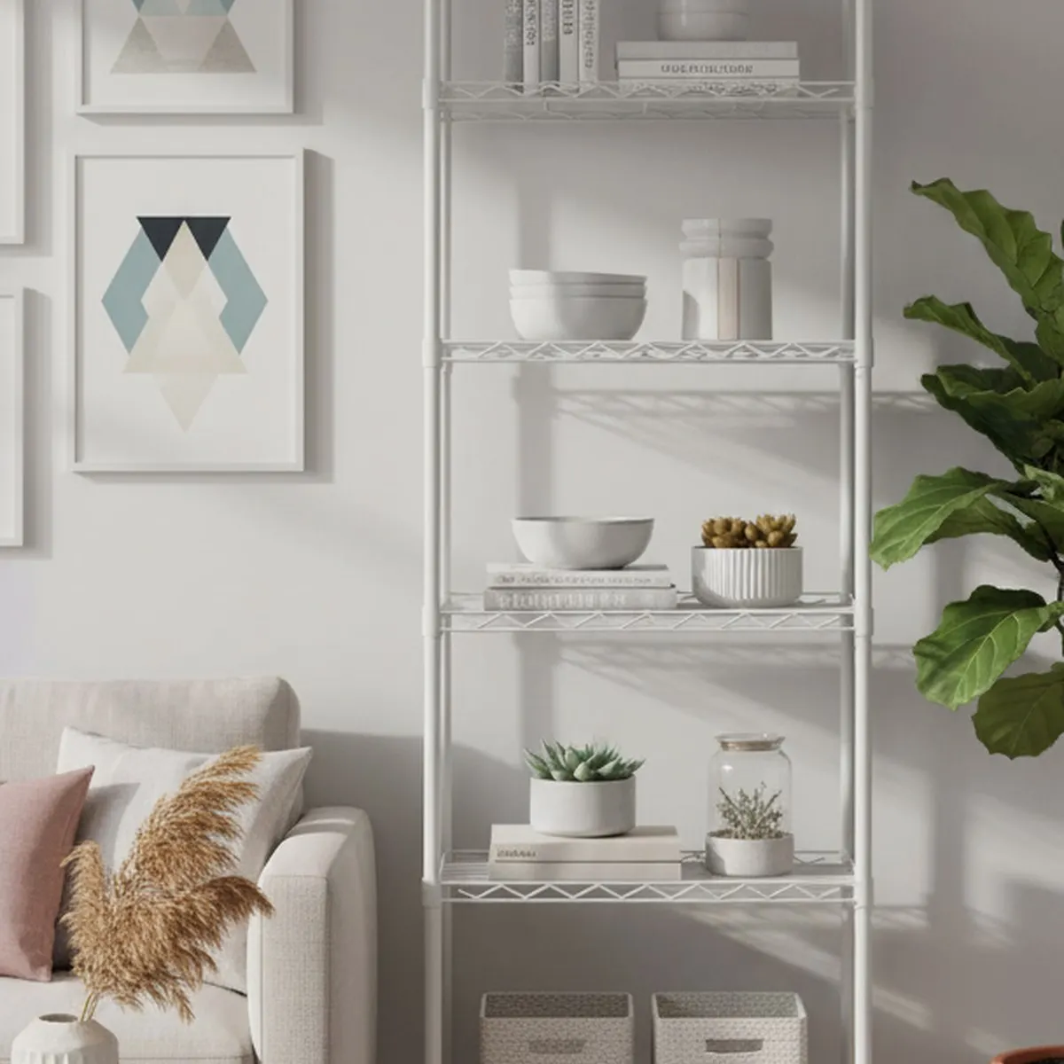 6 Tier Metal Wire Storage Shelving Unit White Pantry Kitchen Organizer