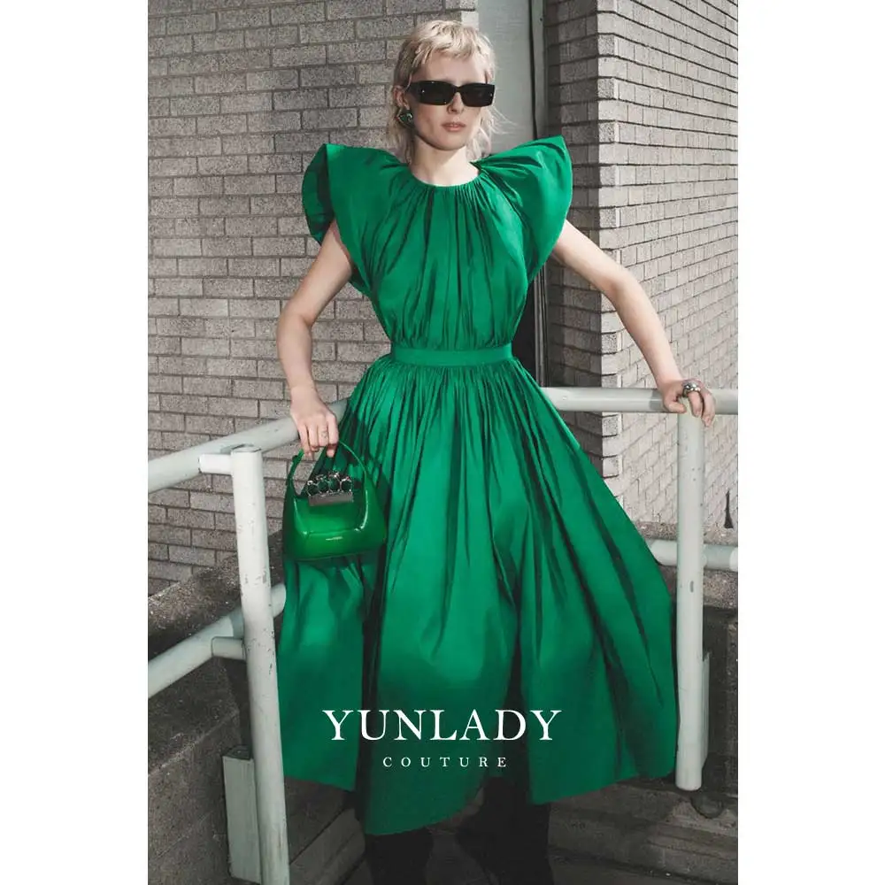 

YUNLAN Sparkling Taffeta Purple Sleeve Evening Gown A-Line Dress Black Girl 15 Years Old Bat Mitsuba Green Gown Bridesmaid Gown