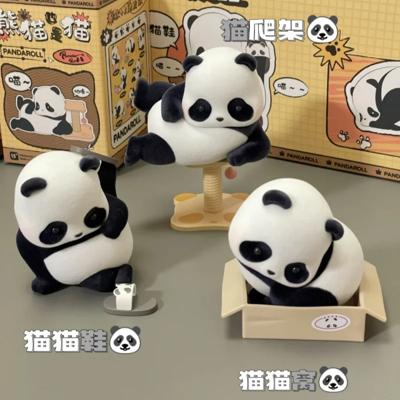 حقيقية الباندا لفة الباندا هي أيضا القط سلسلة صندوق أعمى اللعب سطح المكتب الحلي عمل أرقام لطيف نماذج للحيوانات مفاجأة Fubao