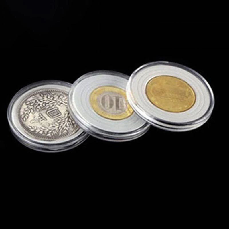 10Pcs 25mm Tag Holder Round Acrylic Coin for Case with Box Waterpr