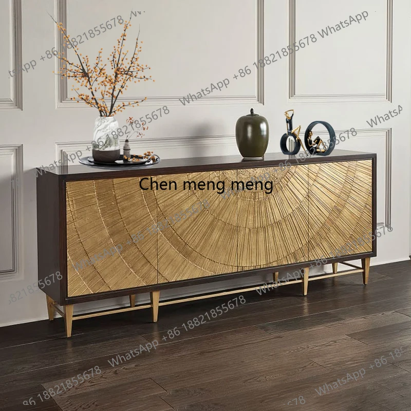 

Medieval solid wood dining side cabinet, retro high-end living room entrance cabinet, decorative locker