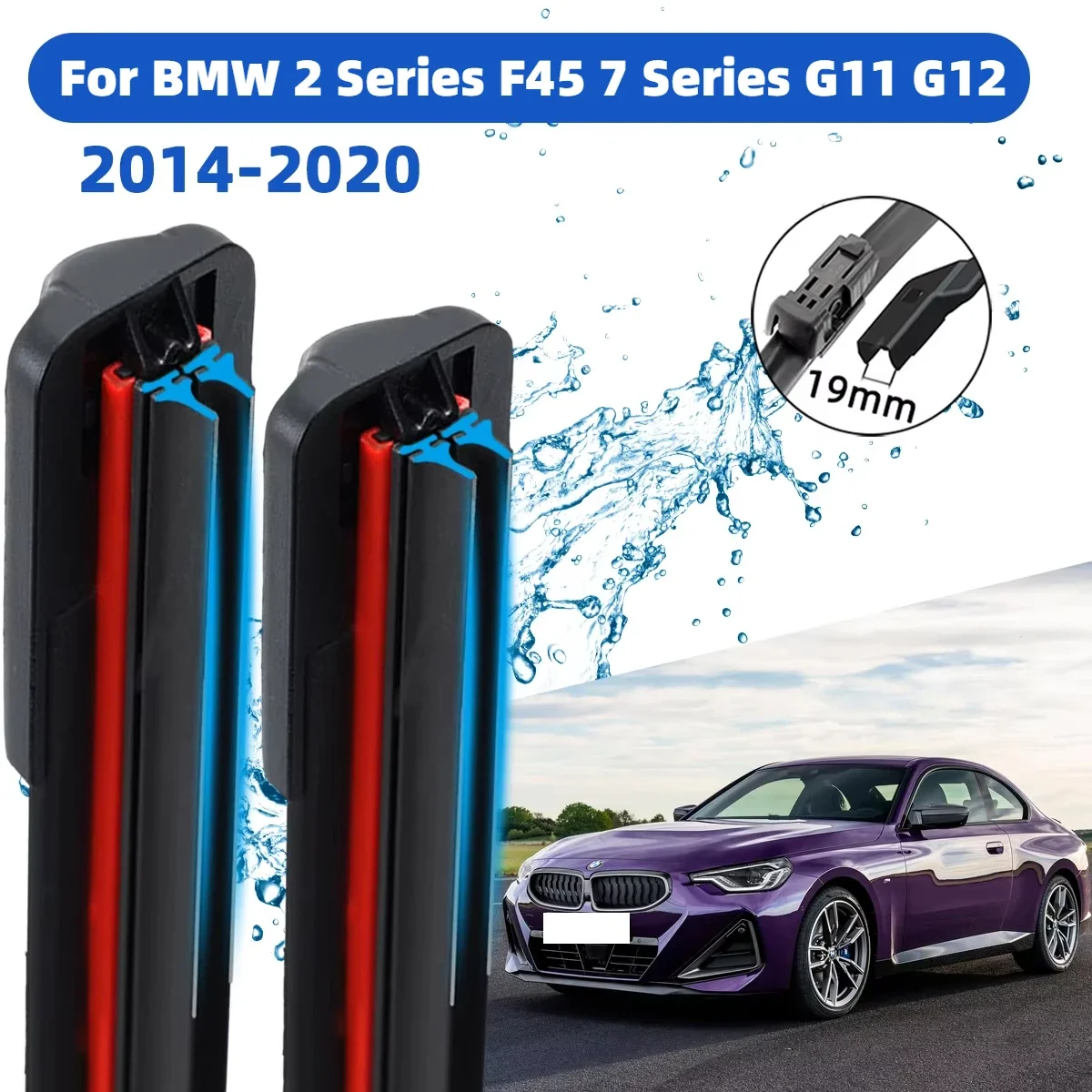 

Front Wiper Accessorie New Upgraded Double Rubber Car Wipers for BMW 2 Series F45 216i 218i 220i 225i 7 Series G11 G12 2014-2020