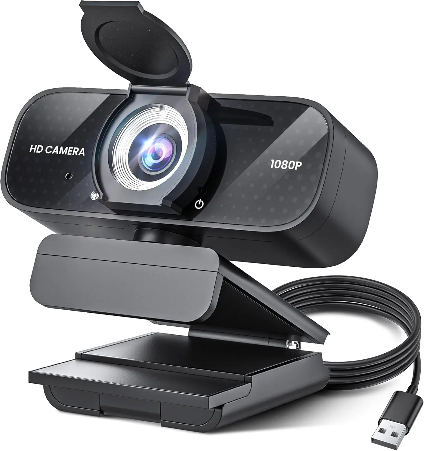 

1080P HD Webcam with Noise-Canceling Mic, Auto Light Correction, Privacy Cover & Wide Angle Lens for PC/Mac