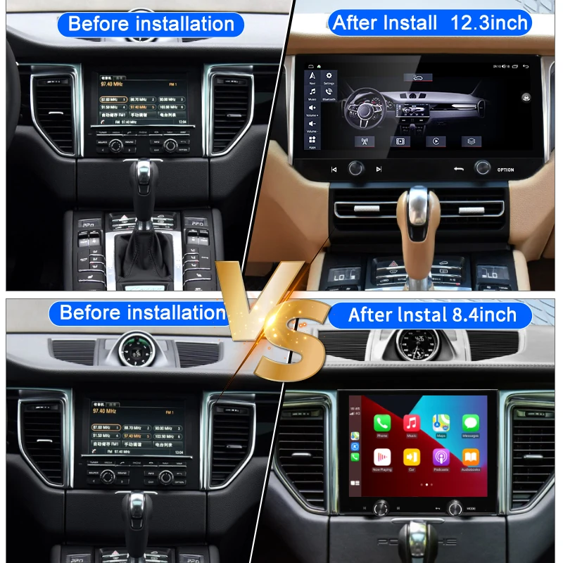 For Porsche Macan 2013-2018 12.3-inch Car Radio Multimedia Player Android12 4G WiFi Apple Wireless Stereo GPS Navigation