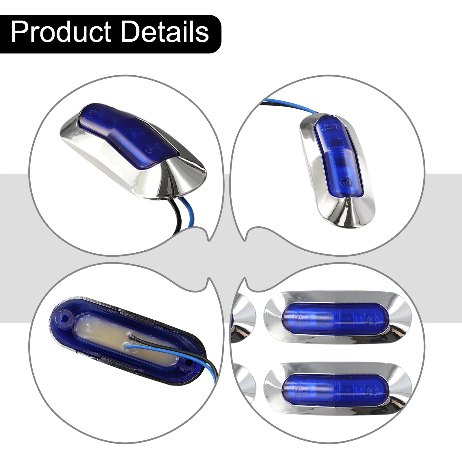 

4x Blue 4-LED 4\\\\\\\\\\\\\\\" Side Marker Lights Truck Trailer RV Clearance Light Waterproof ABS+PMMA Light Cover Piranha Lamp