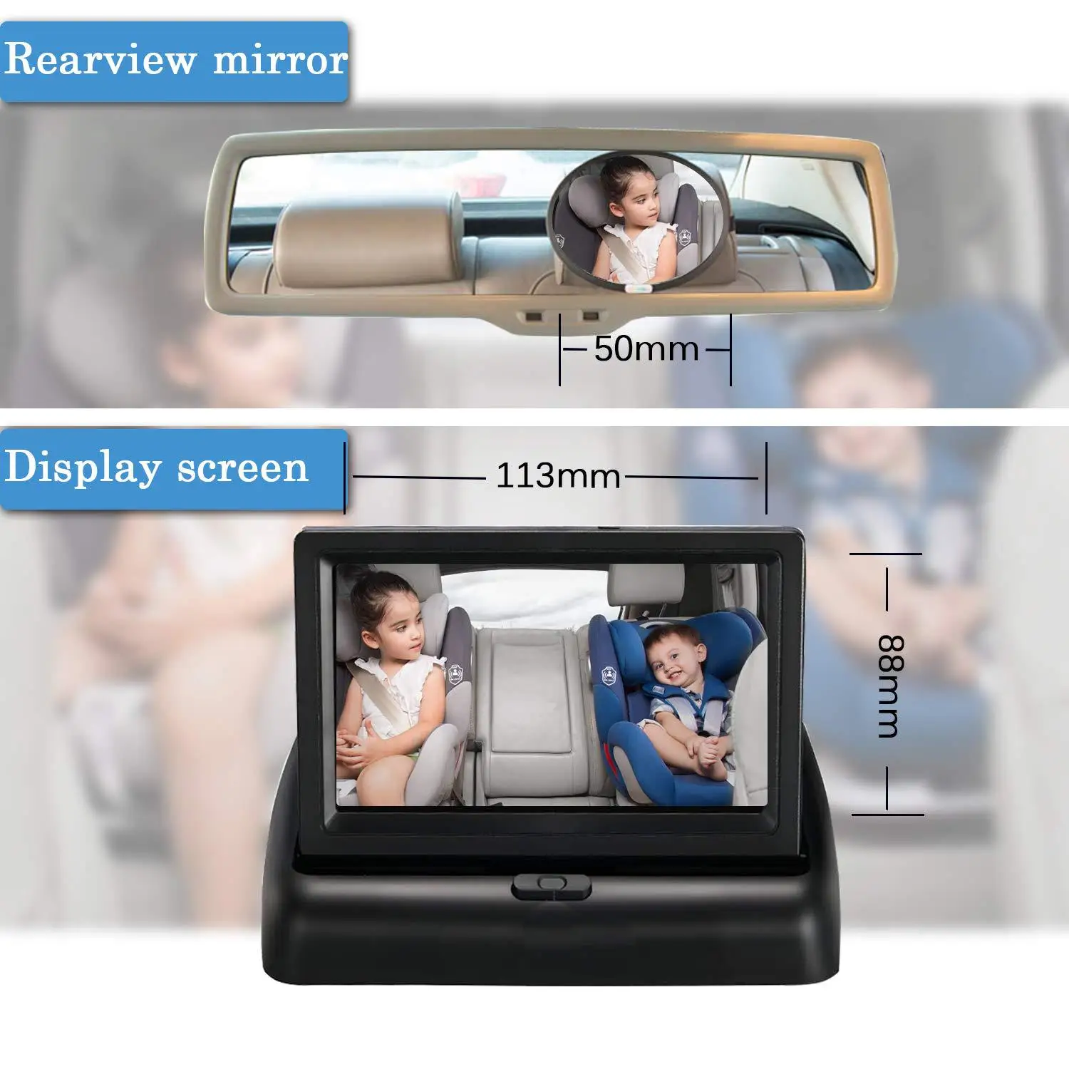 Baby Car Camera 1080P 4.3'' Display Baby Car Mirror with 1 IR Night Vision Camera, Easily Install Car Camera