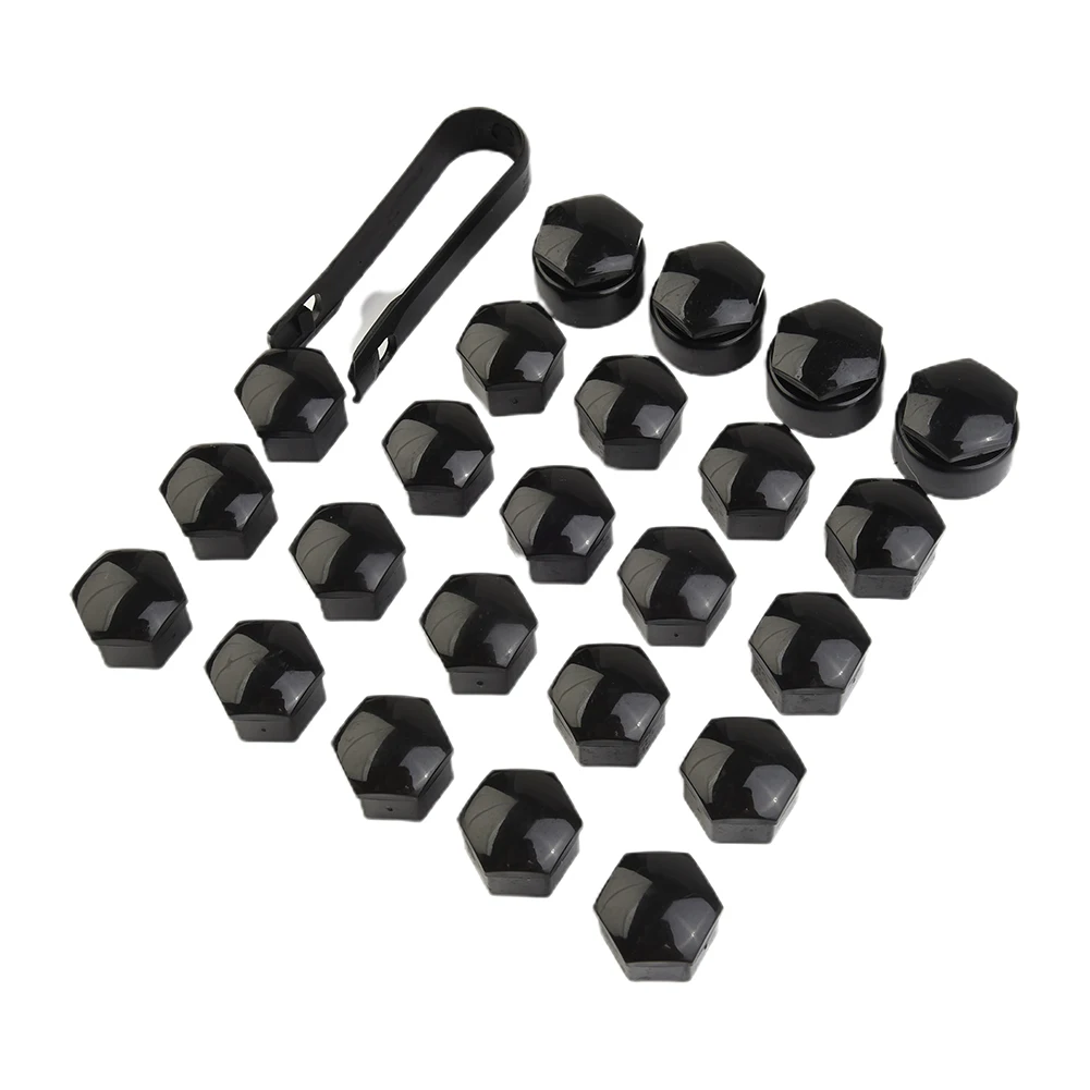 24Pcs 17MM Car Tire Screw Cap Nut Bolt Black Wheel Nut Bolt Trims Studs Cover Cap For Opel For BMW Car Wheel Accessories