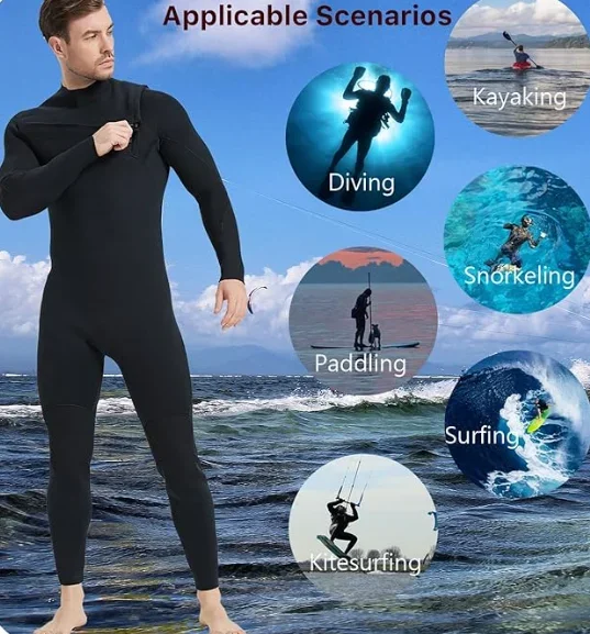 Unisex Super-Stretch Chest Zipper Wetsuits Different Thickness for Surfing Plus Size XXL Size Windproof Swimming Sportswear