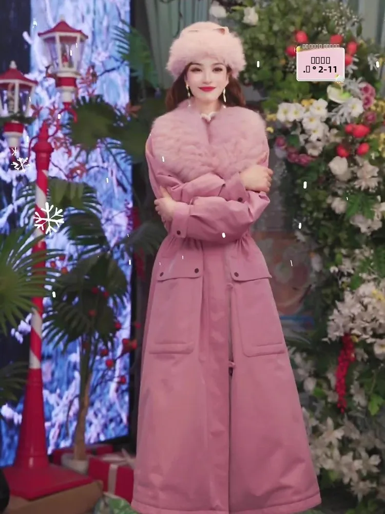 

Теплое пальто, длинное пальто из искусственного меха, корейский свободный крой, ветровка длиной до колена, модная зимняя верхняя одежда Sli