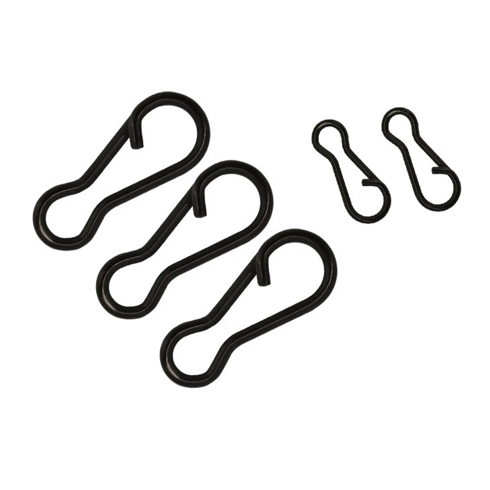 80 stücke Karpfen Angeln Rollen Wirbel Matte Schwarz Lange Körper Schnell Ändern Wirbel Mit Ring Snap Stecker Karpfen Angeln Zubehör ﻿