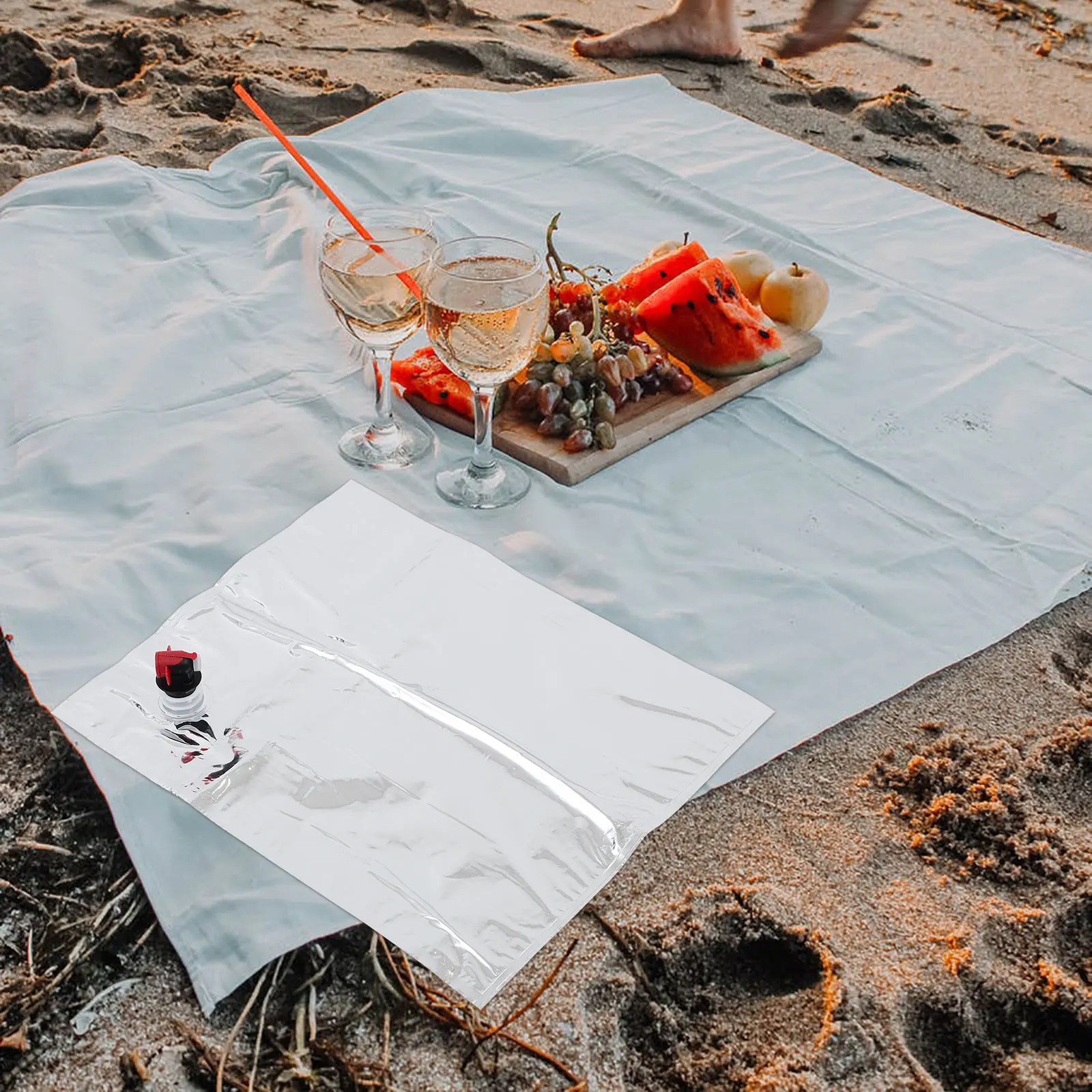 

5Pcs Portable Water Bags Food Safe Liquid Wrapping Containers Sauce Storage Drink Kettle Lightweight Camping Transport