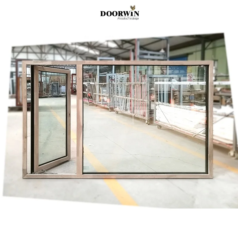 Ventanas modernas para el hogar, ventanas de madera de aluminio, abatible hacia afuera, doble acristalado, buen rendimiento de estanqueidad de aire