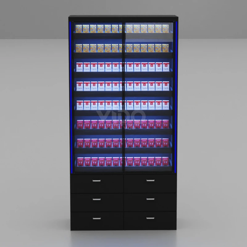 custom.Supermarket Fixtures Metal Tobaccoes Display Shelves Rack Pusher Shelf Display Spring Loaded Showcase