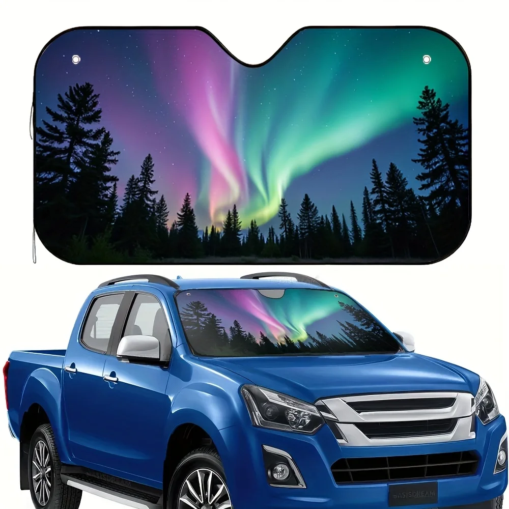 

1 шт. солнцезащитный козырек для автомобиля Northern Lights Forest — простая установка, защита от ультрафиолета на весь день, снижает помех от солнца, идеально подходит для семьи