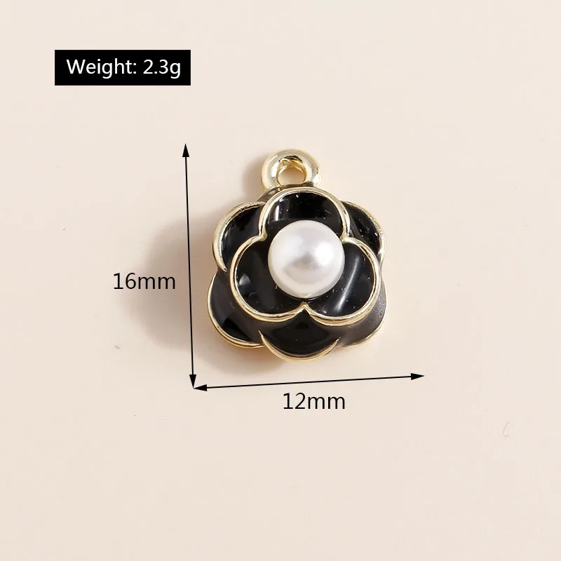 5 Stück exquisite Perlenblume weiß schwarz Rose Charms Anhänger für Halskette Armband Frauen Ohrringe DIY Schmuckherstellung Zubehör – Detail 6