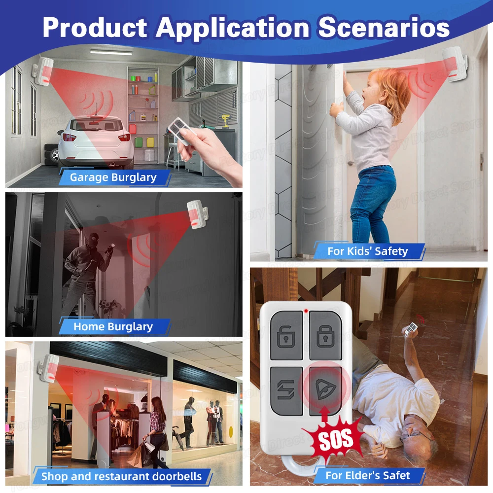 Беспроводной датчик движения, сигнализация, охранный PIR-детектор, внутренняя и наружная сигнализация, Systeem Met Afstandsbediening Voor Thuis Garage