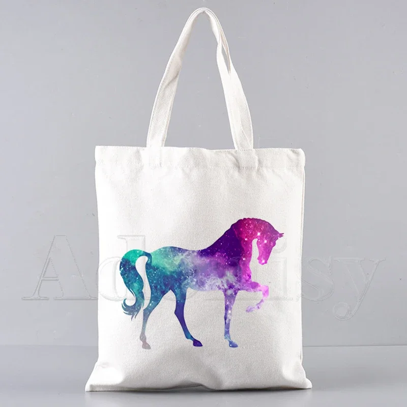 Horse Shopping Bag Grocery Handbag Bolsas De Tela Tote Bolsa Shopping Bag Jute Tote Fabric Custom