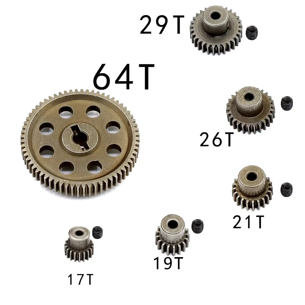 Metal Diff Main Gear 64T Motor Pinion Gears For 1/10 RC Car HSP Himoto Amax Redcat Exceed 94111 Parts