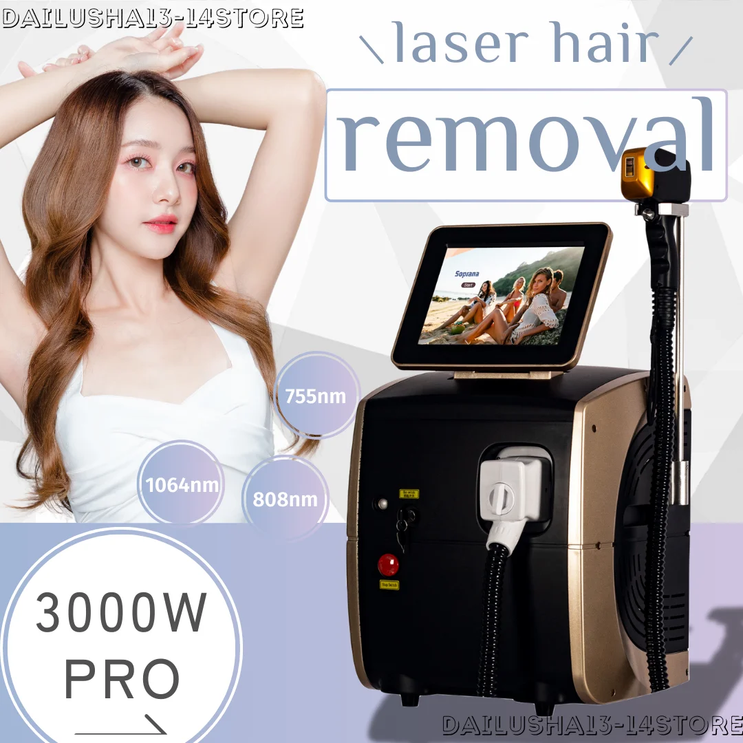 Newest Whole Body Laser Hair Removal Device Diode Nd YAG Laser Painless Ice Titanium Hair Removal Machine 755 808 1064NM