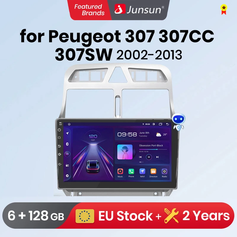 Junsun For Peugeot 307 307CC 307SW 2002 - 2013 Car Radio wireless CarPlay Android Auto car intelligent systems No 2 din 2din DVD