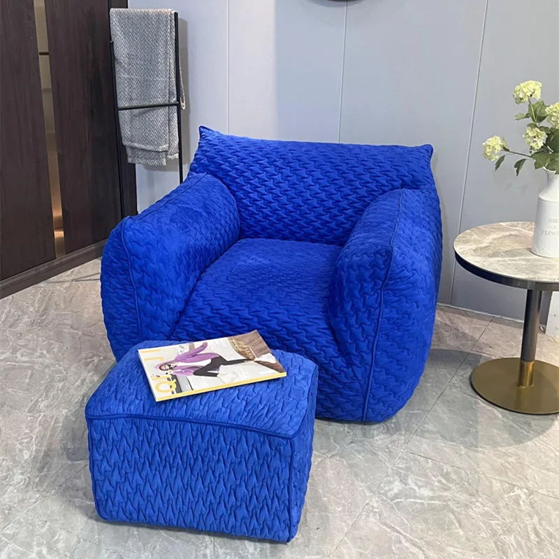 

Italian wabi style fabric sofa living room furniture solid wood creative Internet celebrity Klein blue
