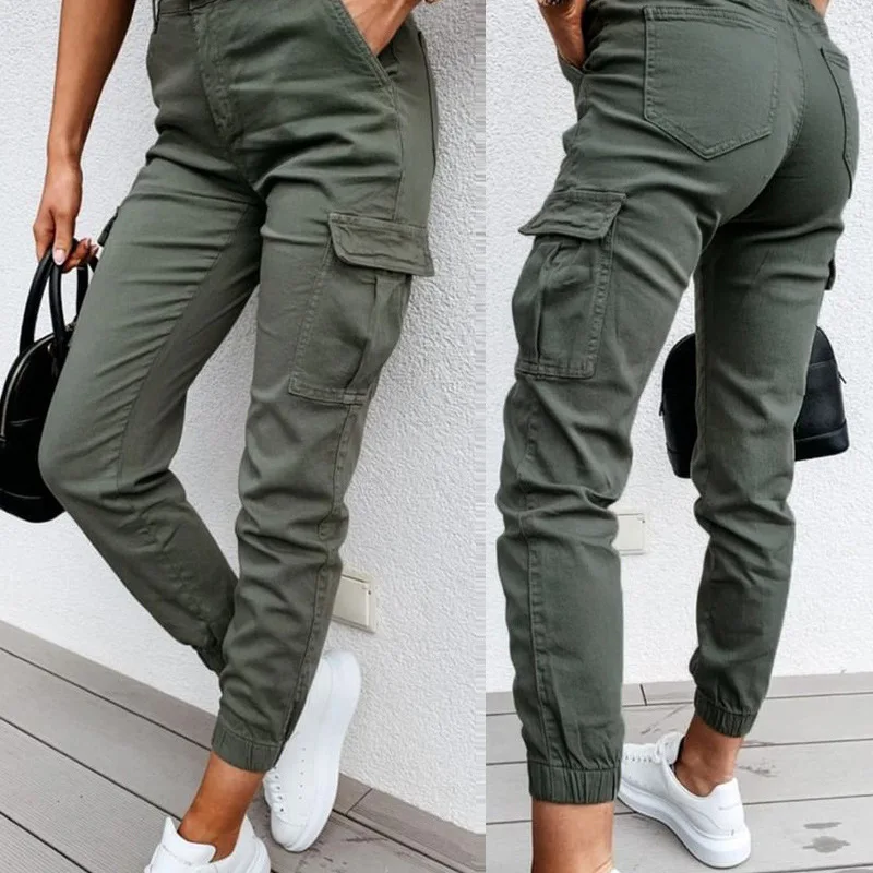 2022European and American Women's Clothing in Stock Tappered Work Clothes Trousers