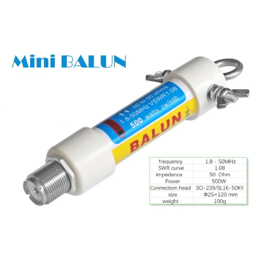 

Mini 1:1 Waterproof HF Balun for 160m-6m Bands (1.8-50MHz) 500W Waterproof SO239 CW/SSB