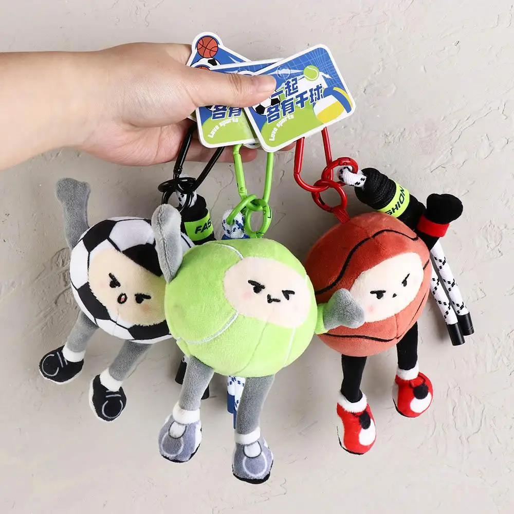 Cute Basketball Keychain Basketball Baseball Stuffed Volleyball Pendant Soft Ins Football Key Ring Female Lady Girl
