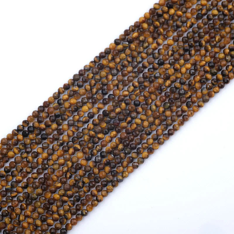 Natural Stone Beads 2 3 4mm Faceted Yellow Tiger Eye Gemstone Bead Loose Spacer Beads For Jewelry Making DIY Bracelet 15'' Inch