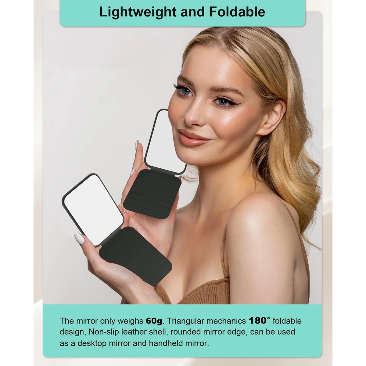 Folding Portable Makeup Mirror, Cosmetic Mirror With Stand, Travel Mirror, Beauty Supplies, Desktop Makeup Mirror，-A-ZMT