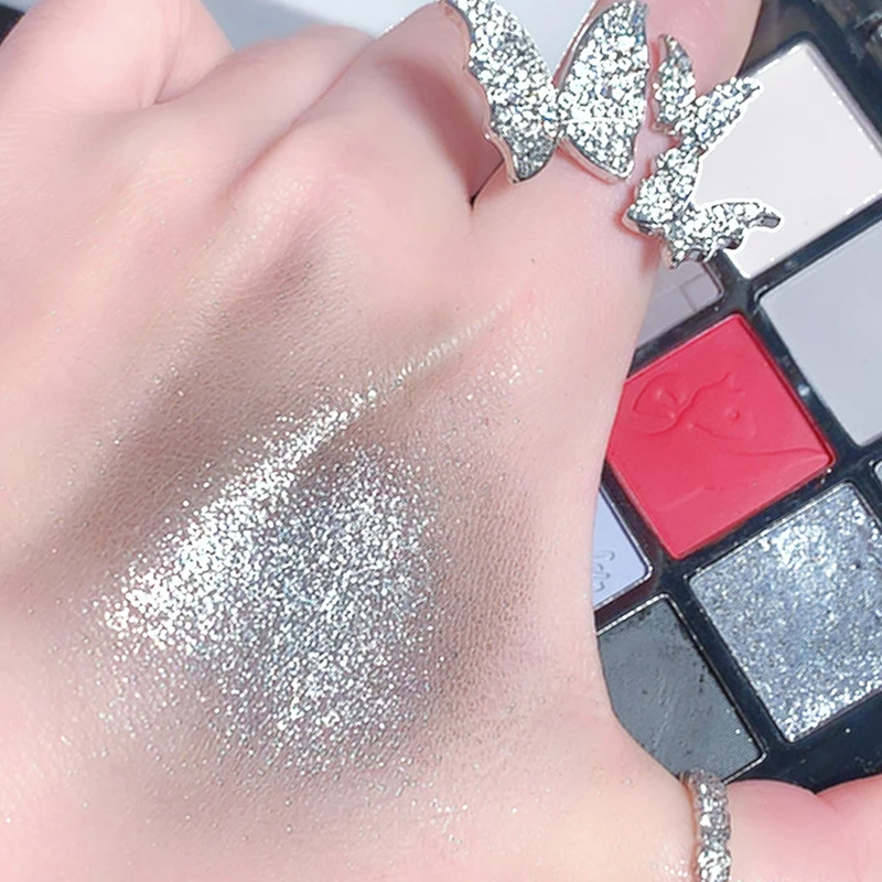 Paleta de sombra de ojos de cemento, gris y negro, maquillaje de ojos, brillo, pigmentos de contorno, brillo nacarado, maquillaje de sombra coreano de moda