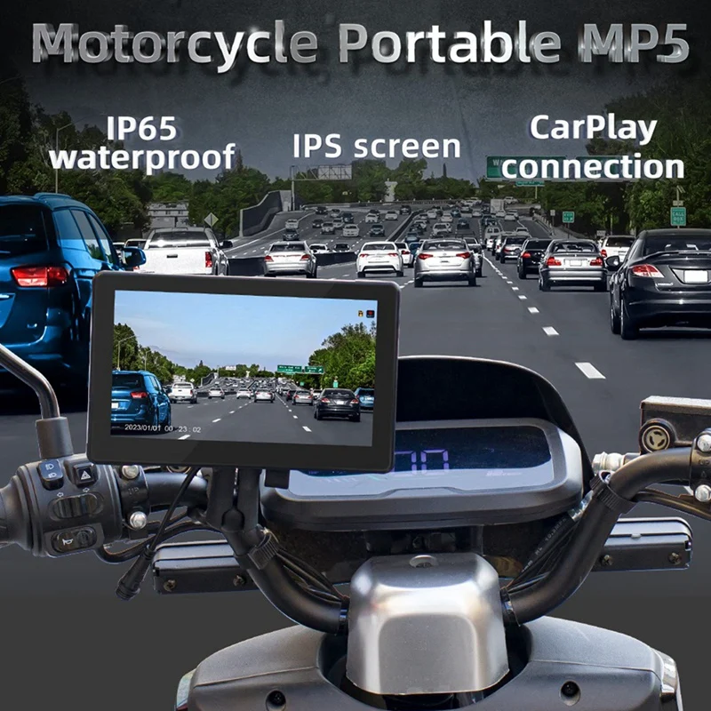 7Inch IPS Screen Mototorcycle Wireless Carplay Android Auto GPS Navigation Driving Recorder IP65 Waterproof Screen Durable