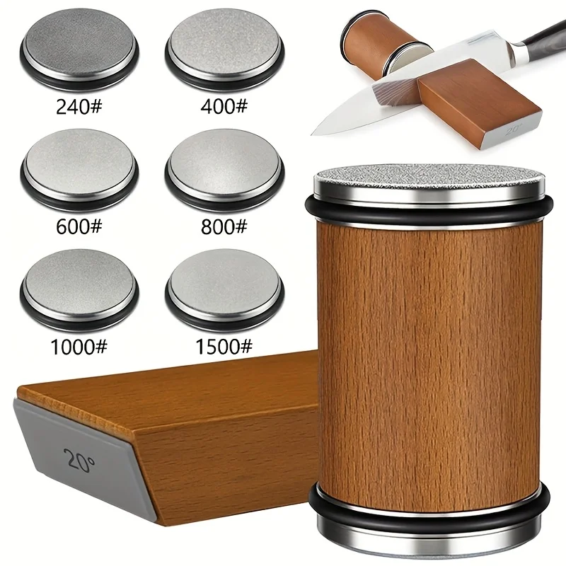 

Точилка для ножей с прямым лезвием и набором алмазных точильных камней с 15, ° и 20 ° магнитные угловые, подходящие для использования на кухне.